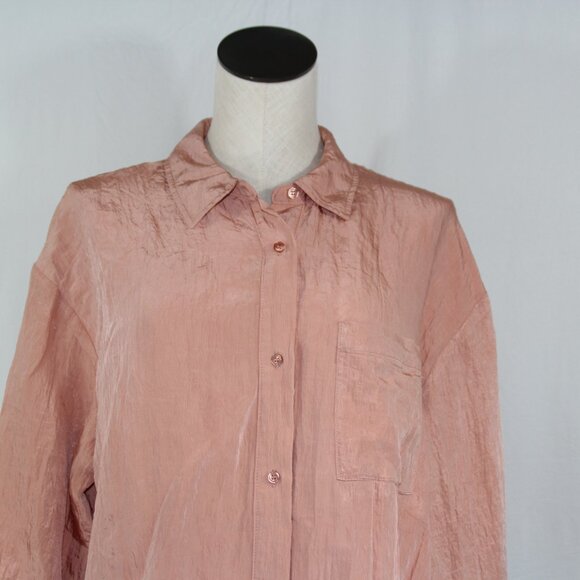House Of Harlow 1960 Long Sleeve Button Down Shirt In Pale Peach Size M - Picture 3 of 12